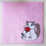 常にウキウキな猫、「ウキねこ」のハンカチです。とっても可愛いので猫好きさんへのプレゼントにもどうぞ！色落ちしにくく、手触りも良いですよ～　￥500