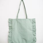 撥水加工のナイロンフリルトートバッグです。スナップ開閉、内ポケット付きです。軽くてかわいいトートです☆　￥1,650