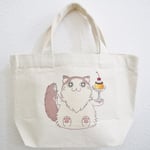 常にウキウキな猫、「ウキねこ」のランチトート（プリン）です。便利な内ポケット付きです。￥1,300