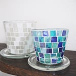 底穴付きです。(小）■(本体）径9φ×高さ8cm　（受け皿）径10.5φ×高さ1cm　￥980　（大）■径11.5φ×高さ10cm　（受け皿）径13.5φ×高さ1.5cm　￥1,280