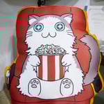 常にウキウキな猫、「ウキねこ」のクッションです。リバーシブルで、背面デザインはお口をあけてポップコーンを食べています♪　￥4,000