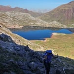 Le lac d'Estaens vu du raccourci des sarrios qui va au cirque d'Olibon 