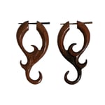 Wood Jasmine Curls Tribal Earrings OGE-011