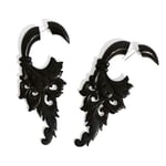 Black Wood Flower Circle Drops Tribal Earrings OGE-010