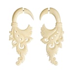 White Wood Flower Circle Drops Tribal Earrings OGE-009