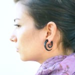 Black Wood Spiral Tribal Earrings OGE-014