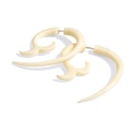 White Wood Whale Tail Spiral Flower Tribal Earrings OGE-005