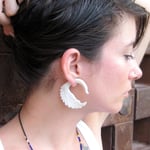 White Bone Swan Tribal Earrings OGE-002