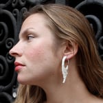 White Wood Flower Circle Drops Tribal Earrings OGE-009
