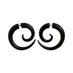 Black Wood Spiral Tribal Earrings OGE-014