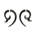 Black Whale Tail Spiral Flower Tribal Earrings OGE-004
