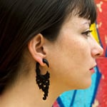 Black Wood Flower Circle Drops Tribal Earrings OGE-010