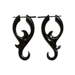 Black Jasmine Curls Tribal Earrings OGE-013