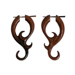 Wood Jasmine Curls Tribal Earrings OGE-011