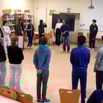 Echauffement avec le comédien Jérôme Kocaoglu