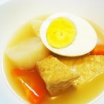 おでん風煮物 エネルギー；74㌔㌍タンパク質；4.8㌘塩分；0.7㌘