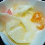 フルーツヨーグルト エネルギー；30㌔㌍　　タンパク質；1.3㌘　　塩分；0㌘