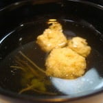 すまし汁（豆腐団子入り） エネルギー27㌔㌍　タンパク質1.4㌘　脂質1.6㌘　塩分1.3㌘