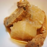 大根とさつま揚げの煮物 エネルギー；82㌔㌍　　タンパク質；3.1㌘　　塩分；0.7㌘