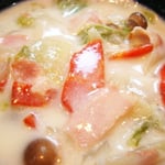 白菜のクリーム煮 エネルギー；97㌔㌍　タンパク質；4.0㌘　　塩分；0.8㌘