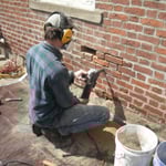 Inner wythe investigation, 1830-era McCook House Historical Site, Ohio Historical Society, Carroll County, Ohio.