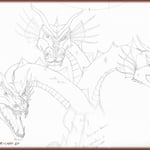 Croquis "hydre" pour plastron.