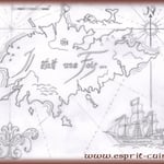 Croquis carte pour grimoire réalisé par le Client. (fleuron modifié suite à la demande du Client)