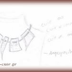 Collier faïence et pièces de cuir réalisé par le Client.