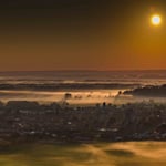 Unterthingau im Nebel Sonnenaufgang