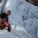 Hannes beim Eisklettern - Vals Schweiz Graubünden