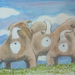 1647「子犬３匹」作者：井上郁夫