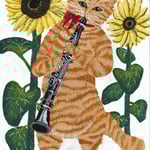 阿部貴志 クラリネットを吹く猫と向日葵