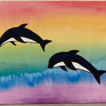 1471「無限の可能性〜イルカの夢〜頑張ってジャンプして虹に届いたよ」作者：うちうみなおこ