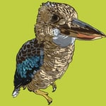 1443「アオバネワライカワセミ」作者：YU