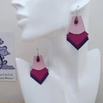 VENDUES ! B.O. FORMIDABLE modèle SANDRINE Breloque goutte bordeaux et cuir rose dragée/fuchsia/améthyste/bleu marine