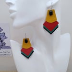 VENDUES ! B.O. FORMIDABLE modèle SANDRINE Breloque diamant noir et cuir ocre/rouge/vert prasin/noir