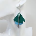 VENDUES ! B.O. FORMIDABLE modèle n°5 Cuirs vert prasin et bleu azur, breloque diamant vert d'eau