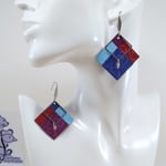 B.O. FORMIDABLE modèle n°10 Cuirs améthyste/rouge/bleu marine/bleu azur, breloques carré et feuille inox