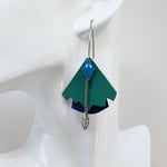 VENDUES ! B.O. FORMIDABLE modèle n°5 Cuirs vert prasin et bleu marine, breloque diamant bleu cérulé