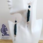 VENDUES ! BO Formidable modèle CAROLE version longues, cuir vert viride, hexagone bleu canard