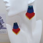 B.O. FORMIDABLE modèle SANDRINE Breloque demi-cercle bleu canard et cuir bleu marine/rouge/orange/jaune