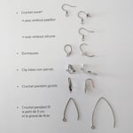 Les différents crochets, dormeuses, clips et embouts