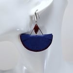 B.O. FORMIDABLE modèle n°11 Cuirs bleu marine/améthyste, breloques triangle inox et losange bordeaux