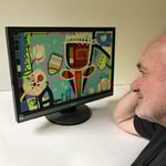 Giuseppe Buzzi betrachtet einen Paintcreen.