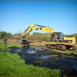 Controle van bagger op vissen en amfibieën.