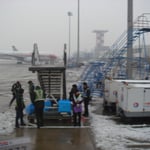 En sortant de l'avion