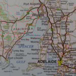 Port Augusta en haut, Port Lincoln à gauche, et Adelaïde à droite