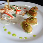 La truite fumé d'Antoine, crème wasabi et sésame