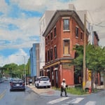 Shushana Rucker, "Street Corner", 10” x 10”, oil on panel