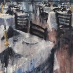 Ken Karlic, "Dressed for Dinner", 36" x 36", watercolor 